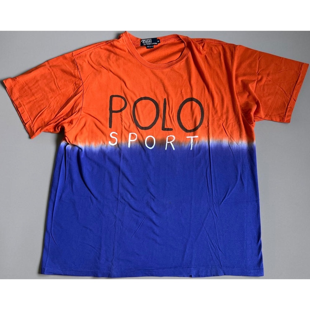Vintage Polo Sport Ralph Lauren Shirt XL Tye Dye Made in USA 90s Singe Stitch